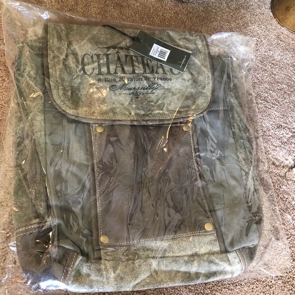 Myra bag backpack Vintage theme up-cycled material - Picture 7 of 7